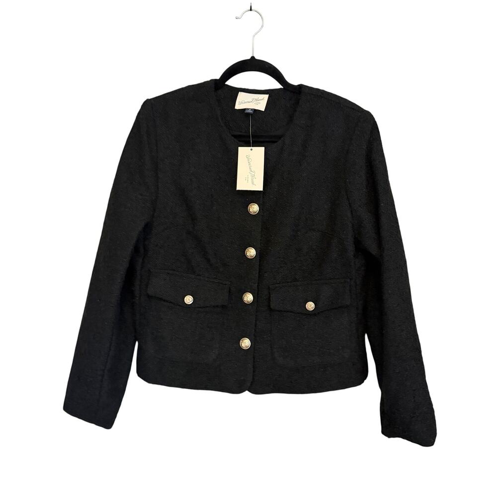 Universal Thread Blazer Top M Black Old Money Preppy Academia Quiet Luxury NWT